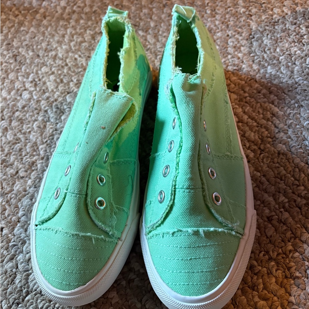 Green Canvas Slip-On Shoes